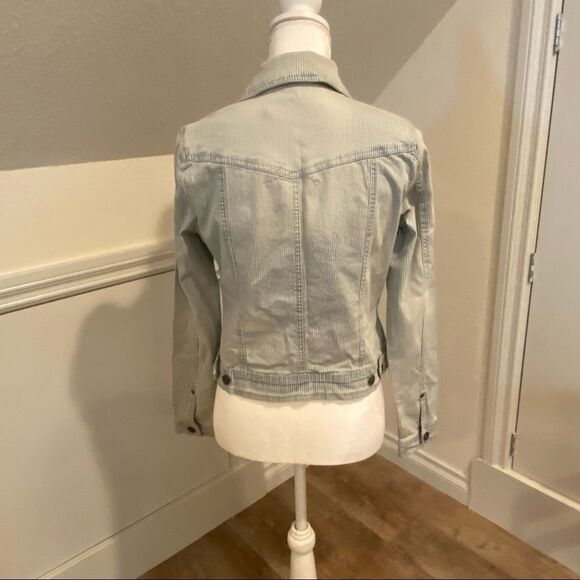 Jou Jou Denim Jacket Striped Jean Stretch Fabric Size M - Picture 3 of 16